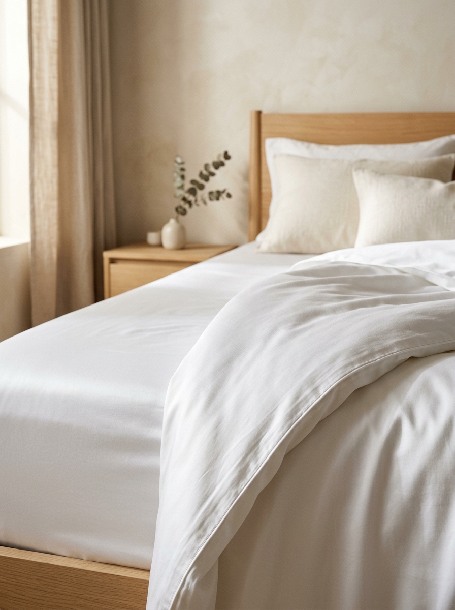 Luxury Egyptian cotton bedsheets in warm setting
